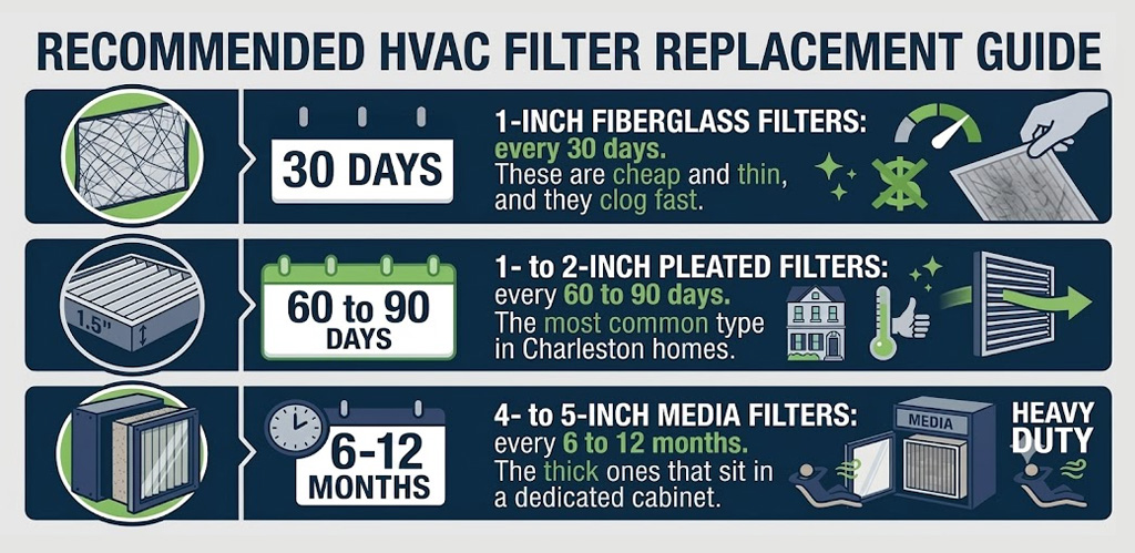 graphic showing how often you should change air filter