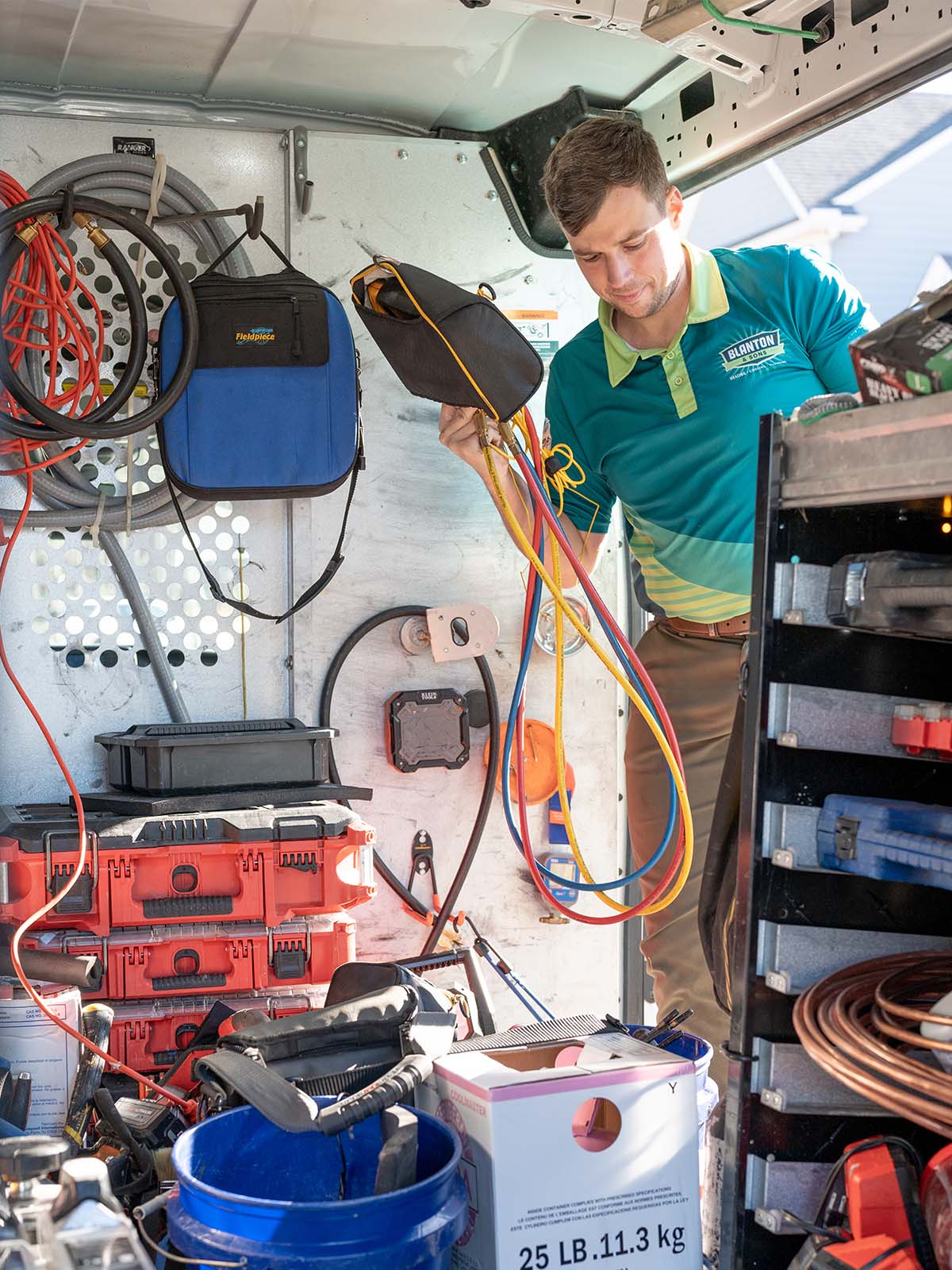 Blanton tech inside his work truck